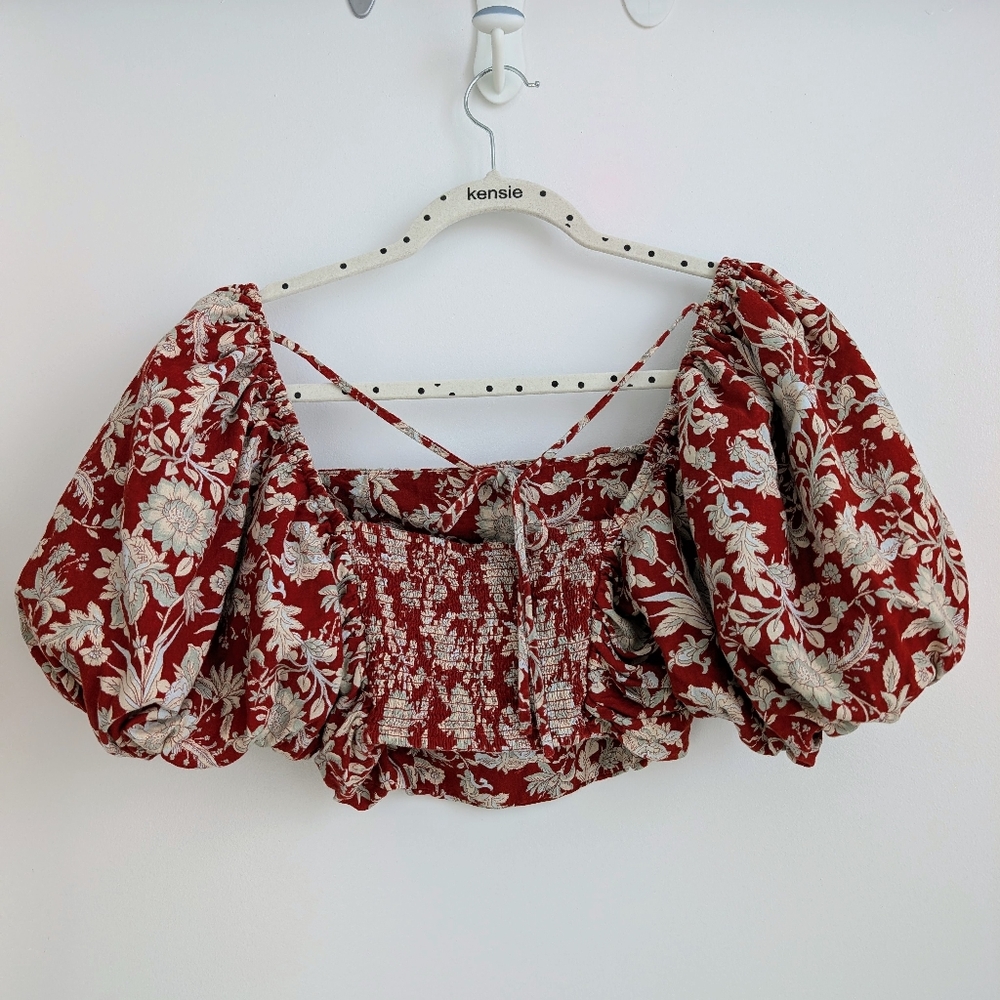 FREE PEOPLE Sunday Set 2-Piece Floral Linen Blend Size Small Boho Beach - Picture 10 of 11
